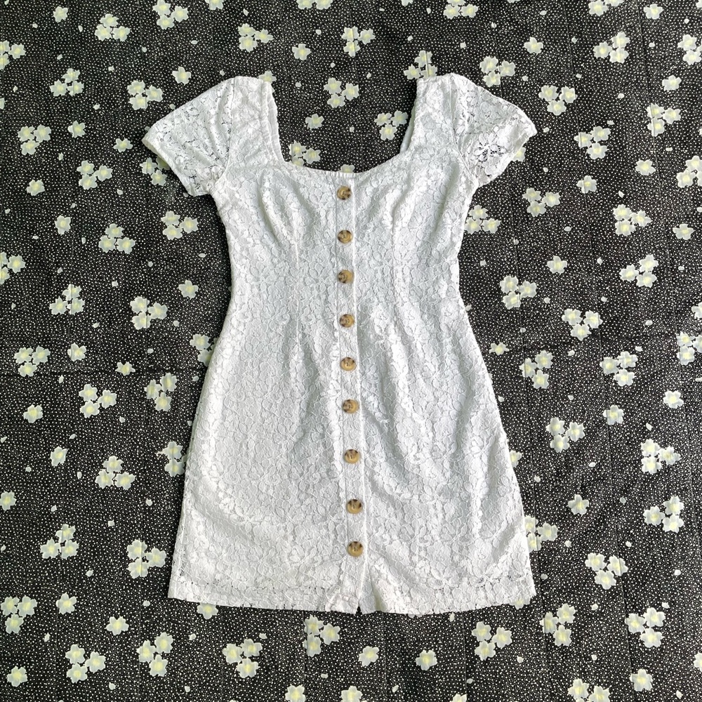 White lace mini dress